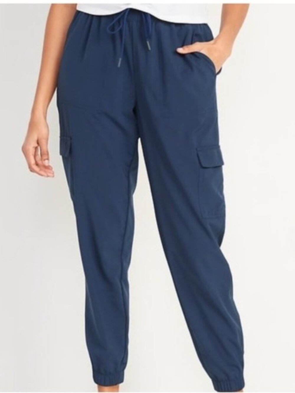 Old Navy Cargo Jogger Pants StretchTech Women Size M Navy Blue Athletic Casual